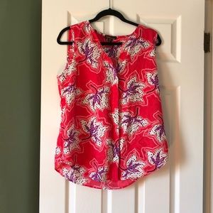 Dalia Red Pink Printed Blouse Tank Top